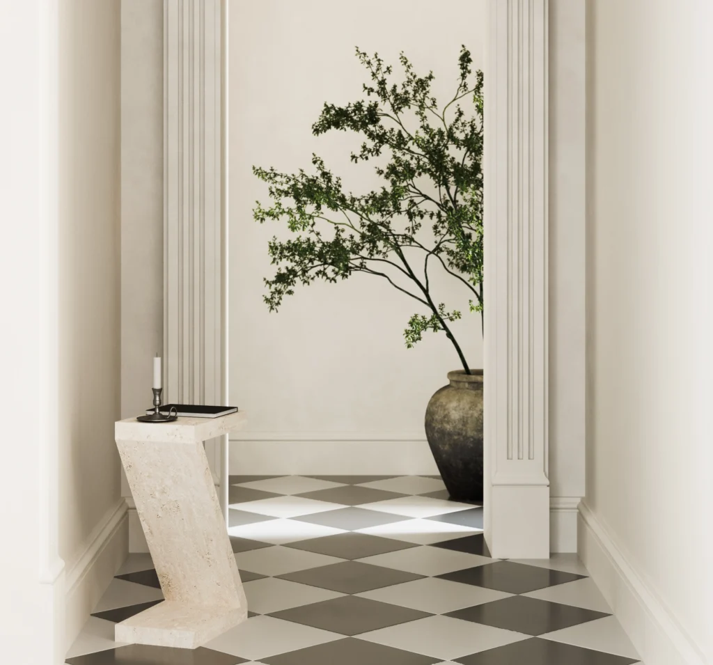 travertine side table